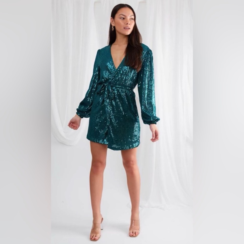 PRETTY LAVISH Sequin Wrap Dress